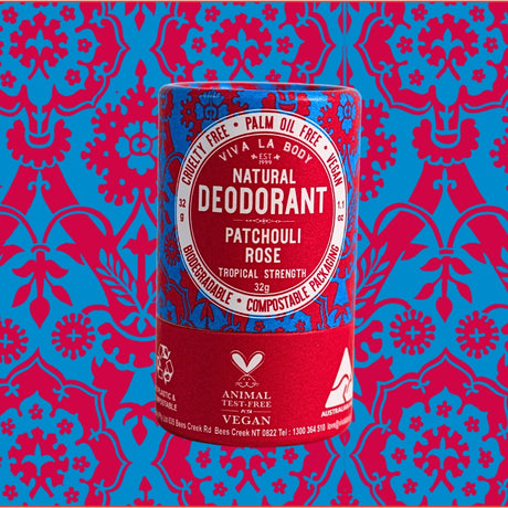 Viva La Body Petite Natural Deodorant Patchouli Rose 32gm - Dr Earth - Body & Beauty, Deodorant, Bath & Body