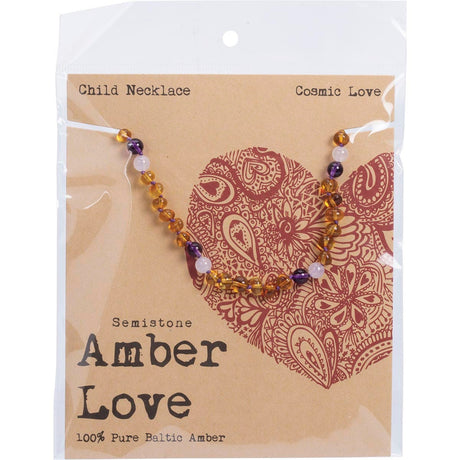 Amber Love Children's Necklace 100% Baltic Amber Cosmic Love 33cm - Dr Earth - Baby & Kids