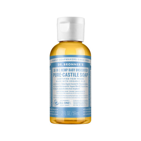 DR. BRONNER'S Pure-Castile Soap Liquid (Hemp 18-in-1) Unscented (Baby) 59ml - Dr Earth - Body & Beauty