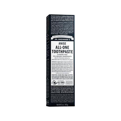 DR. BRONNER'S Toothpaste (All-One) Anise 140g - Dr Earth - Body & Beauty