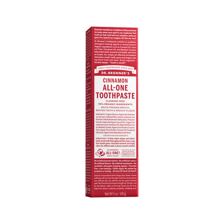 DR. BRONNER'S Toothpaste (All-One) Cinnamon 140g - Dr Earth - Body & Beauty