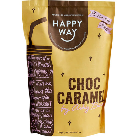 Happy Way Ashy Bines Vegan Protein Powder Choc Caramel 500g - Dr Earth - Nutrition