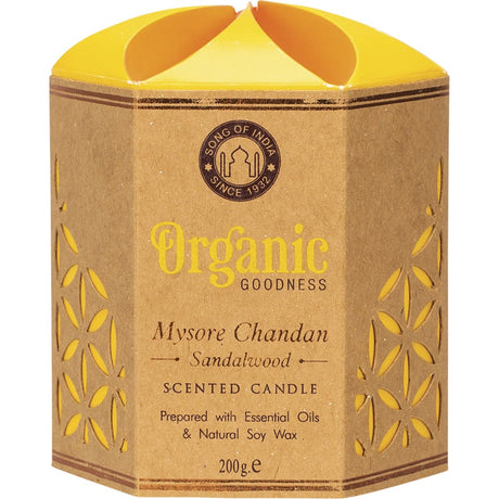 Organic Goodness Natural Soy Wax Candle Mysore Chandan Sandalwood 200g - Dr Earth - Aromatherapy