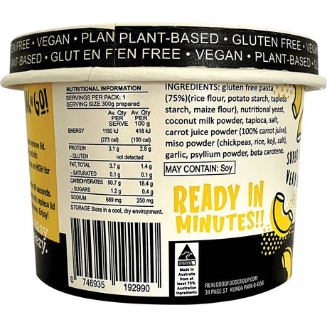 Plantasy Foods Mac 'n Cheez Mac 'n Go 80g - Dr Earth - Convenience Meals, Rice Pasta & Noodles
