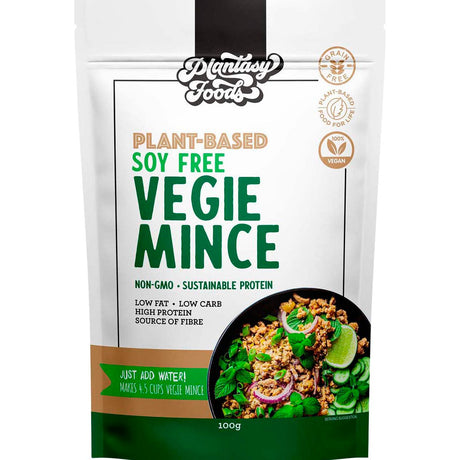 Plantasy Foods Soy Free Vegie Mince 100% Pea Protein Meat Alternative 100g - Dr Earth - Convenience Meals, Meat Alternatives