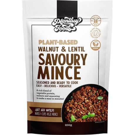 Plantasy Foods Walnut & Lentil Savoury Mince 200g - Dr Earth - Convenience Meals, Meat Alternatives