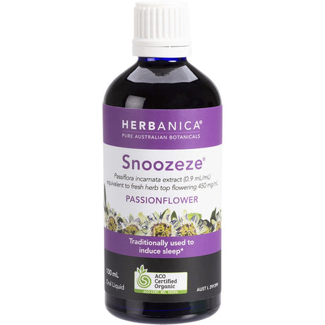 PPC Herbs Herbanica Herbal Tincture Snoozeze Passionflower 100ml - Dr Earth - Sleep & Relax, Homeopathics
