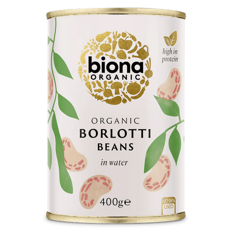 BIONA ORGANIC BORLOTTI BEANS 400G - Dr Earth - Pantry, Beans & Grains, Canned Foods, Black Friday Sales