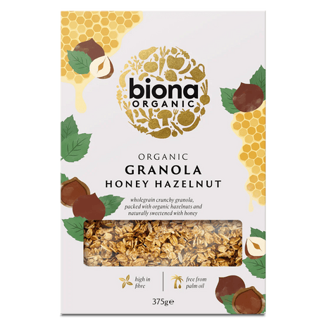 BIONA ORGANIC HONEY HAZRLNUT GRANOLA 375G - Dr Earth - Breakfast, Black Friday Sales, , Clearance