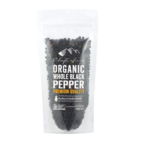 Chef's Choice Organic Black Pepper Whole 120g - Dr Earth - Pantry, Herbs Spices & Seasonings