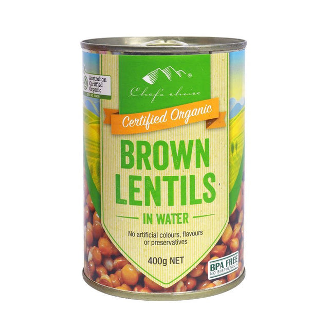 Chef's Choice Organic Brown Lentils 400g CAN - Dr Earth - Pantry, Beans & Grains