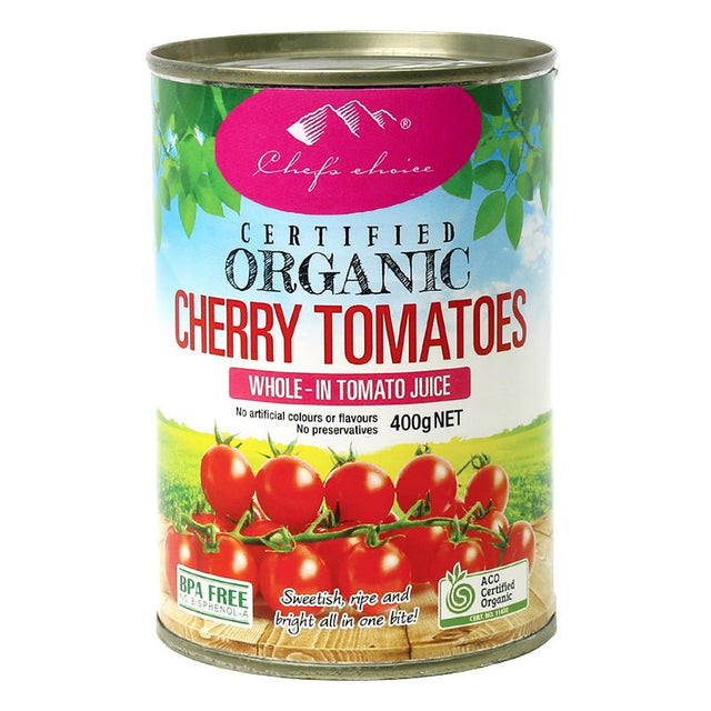 Chef's Choice Organic Cherry Tomatoes 400g CAN - Dr Earth - Pantry, Canned Foods