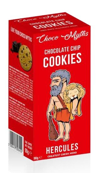 CHOCO MYTHS COOKIES BOX CHOC CHIP - HERCULES - Dr Earth - Festive Gifts, Confectionary, Snacks, Jenbray Foods