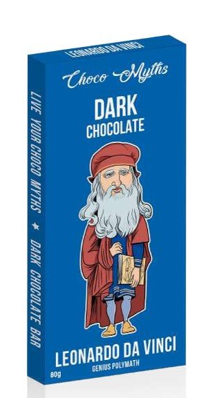 CHOCO MYTHS DARK CHOC BLOCK - LEONARDO DA VINCI - Dr Earth - Festive Gifts, Confectionary, Snacks, Jenbray Foods