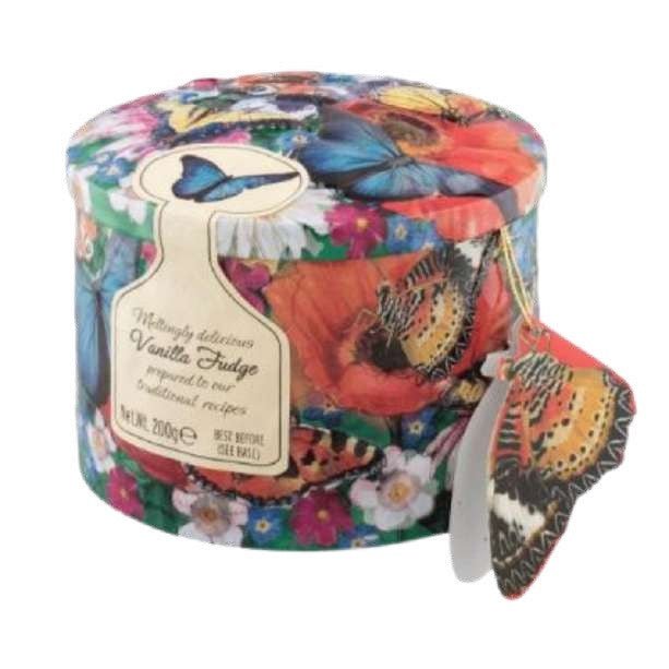 GARDINERS BUTTERFLY AND FLOWERS FUDGE TIN - Dr Earth - Festive Gifts, Confectionary, Snacks, Jenbray Foods