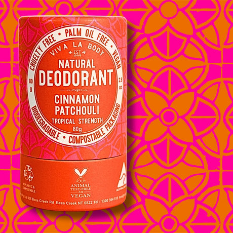 Viva La Body Natural Deodorant Cinnamon & Patchouli 80gm - Dr Earth - Body & Beauty, Deodorant, Bath & Body