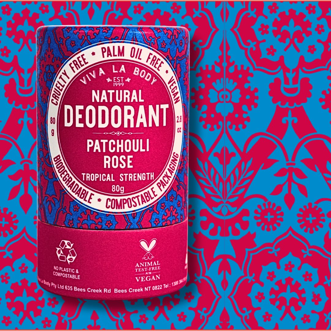 Viva La Body Natural Deodorant Patchouli Rose 80gm - Dr Earth - Body & Beauty, Deodorant, Bath & Body