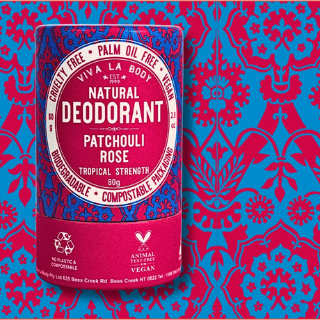 Viva La Body Natural Deodorant Patchouli Rose 80gm - Dr Earth - Body & Beauty, Deodorant, Bath & Body