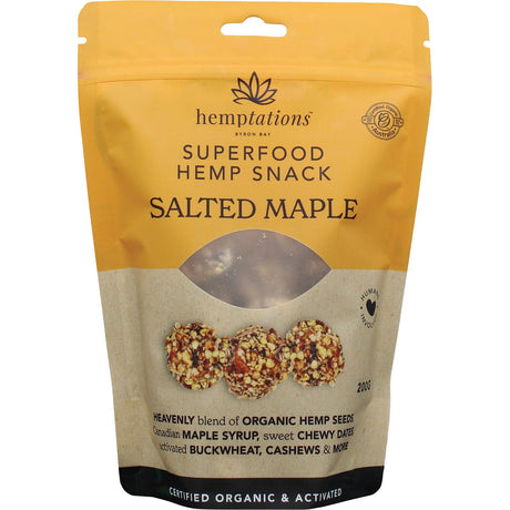 2die4 Live Foods Hemptations Superfood Hemp Snack Salted Maple 200g - Dr Earth - Bites & Clusters
