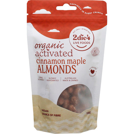 2die4 Live Foods Organic Activated Almonds Cinnamon Maple 100g - Dr Earth - Dried Fruits Nuts & Seeds