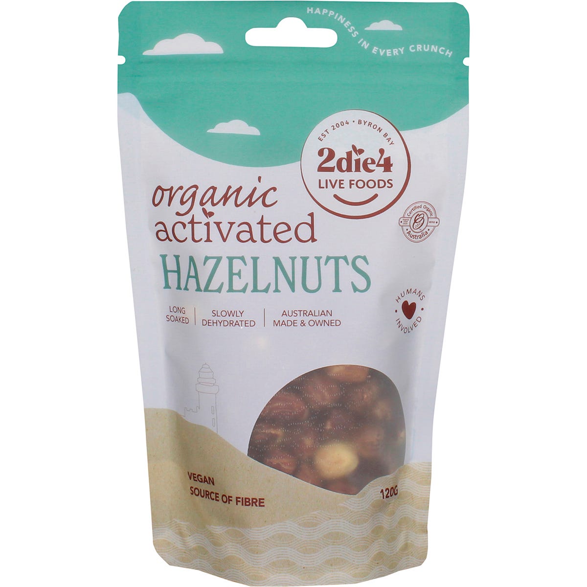 2die4 Live Foods Organic Activated Hazelnuts 120g - Dr Earth - Dried Fruits Nuts & Seeds