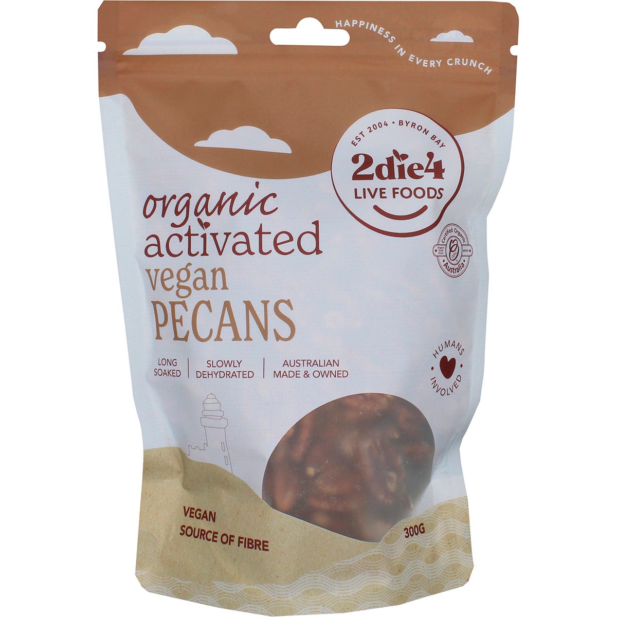 2die4 Live Foods Organic Activated Pecans Vegan 300g - Dr Earth - Dried Fruits Nuts & Seeds