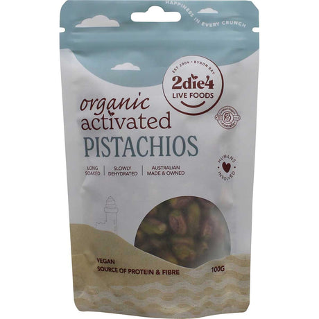 2die4 Live Foods Organic Activated Pistachios 100g - Dr Earth - Dried Fruits Nuts & Seeds