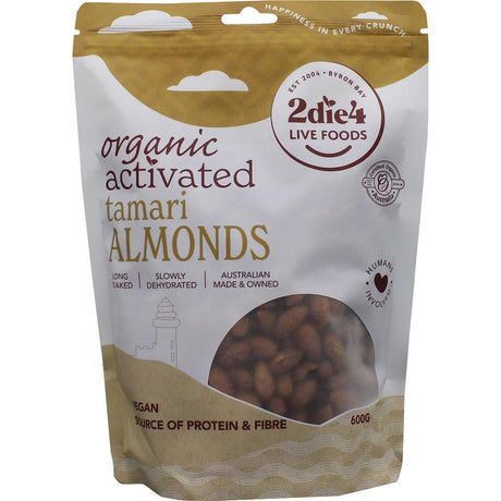 2die4 Live Foods Organic Activated Tamari Almonds 600g - Dr Earth - Dried Fruits Nuts & Seeds