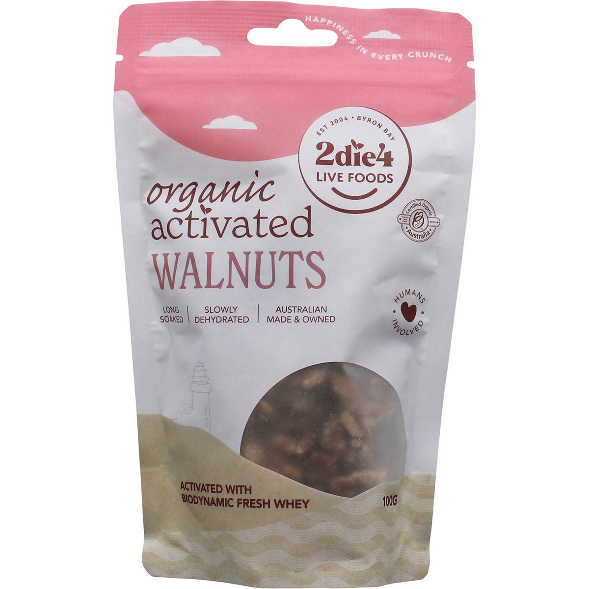2die4 Live Foods Organic Activated Walnuts Activated with Fresh Whey 100g - Dr Earth - Dried Fruits Nuts & Seeds
