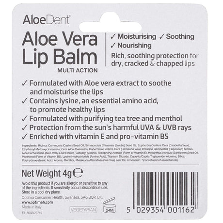 Aloe Dent Lip Balm Aloe Vera 4g - Dr Earth - Skincare