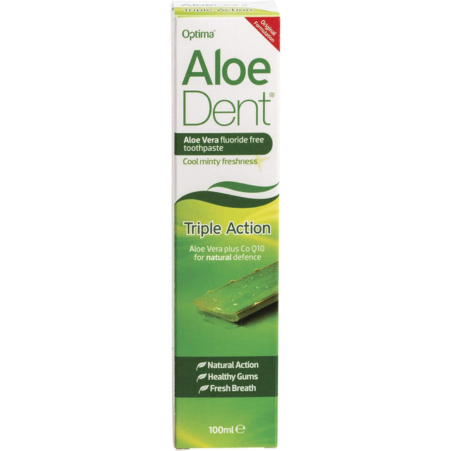 Aloe Dent Toothpaste Fluoride Free Triple Action Charcoal 100ml - Dr Earth - Oral Care