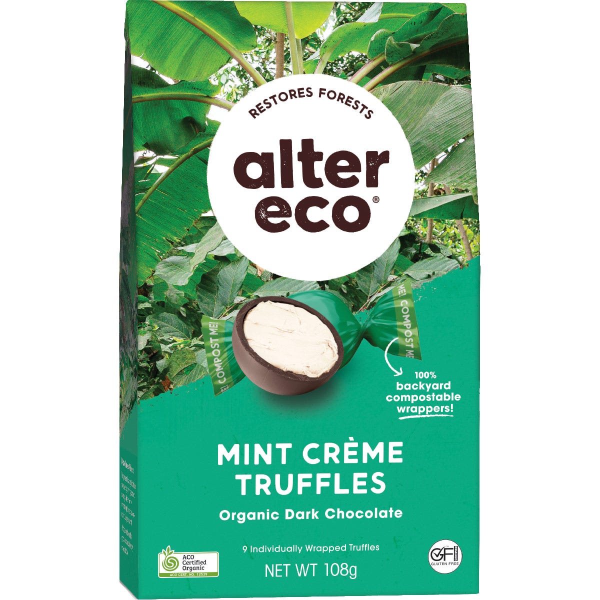 Alter Eco Chocolate Organic Dark Mint Creme Truffles 108g - Dr Earth - Chocolate & Carob