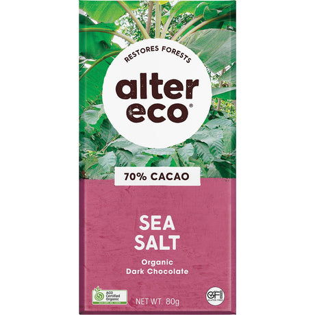 Alter Eco Chocolate Organic Dark Sea Salt 80g - Dr Earth - Chocolate & Carob
