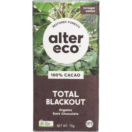 Alter Eco Chocolate Organic Dark Total Blackout 75g - Dr Earth - Chocolate & Carob