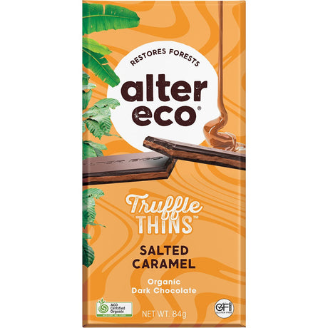 Alter Eco Chocolate Organic Salted Caramel Dark Truffle Thins 84g - Dr Earth - Chocolate & Carob