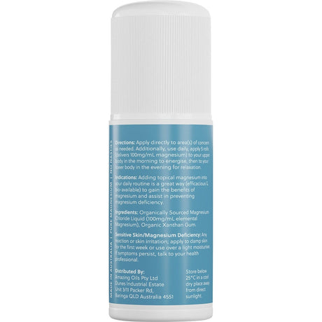 Amazing Oils Magnesium Daily Gel Pure Magnesium Gel Roll-On 60ml - Dr Earth - Magnesium & Salts