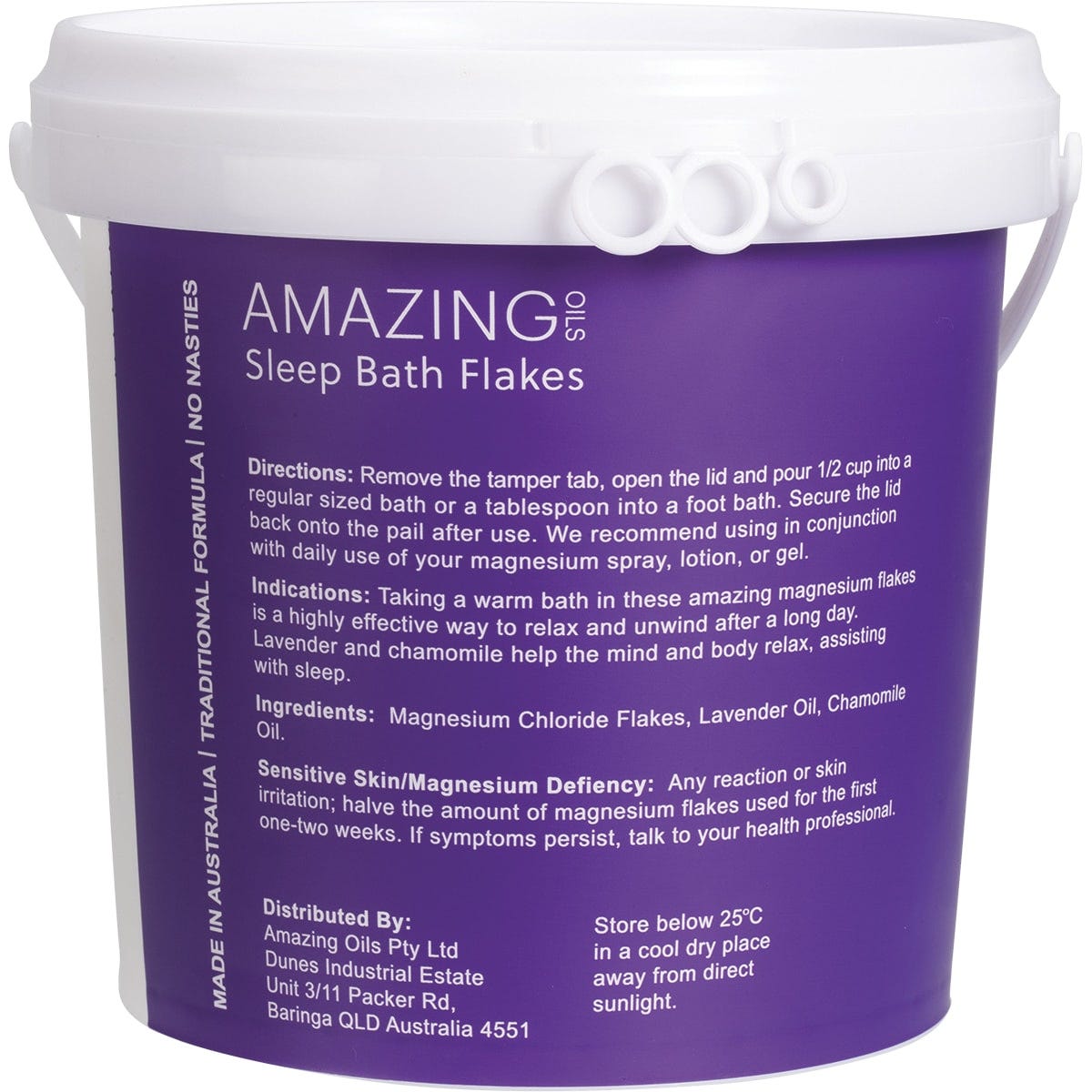 Amazing Oils Magnesium Sleep Bath Flakes with Lavender & Chamomile 2kg - Dr Earth - Bath & Body, Magnesium & Salts, Sleep & Relax