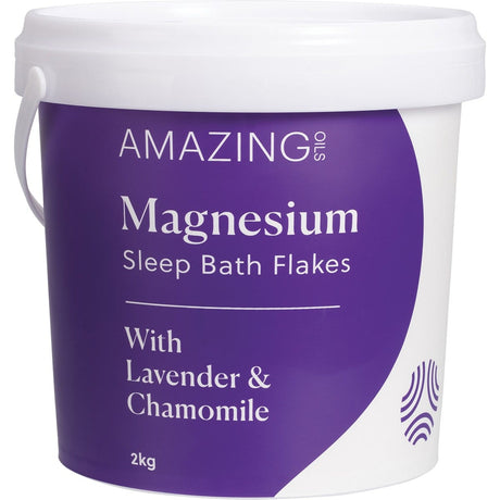 Amazing Oils Magnesium Sleep Bath Flakes with Lavender & Chamomile 2kg - Dr Earth - Bath & Body, Magnesium & Salts, Sleep & Relax