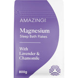 Amazing Oils Magnesium Sleep Bath Flakes with Lavender & Chamomile 800g - Dr Earth - Bath & Body, Magnesium & Salts, Sleep & Relax