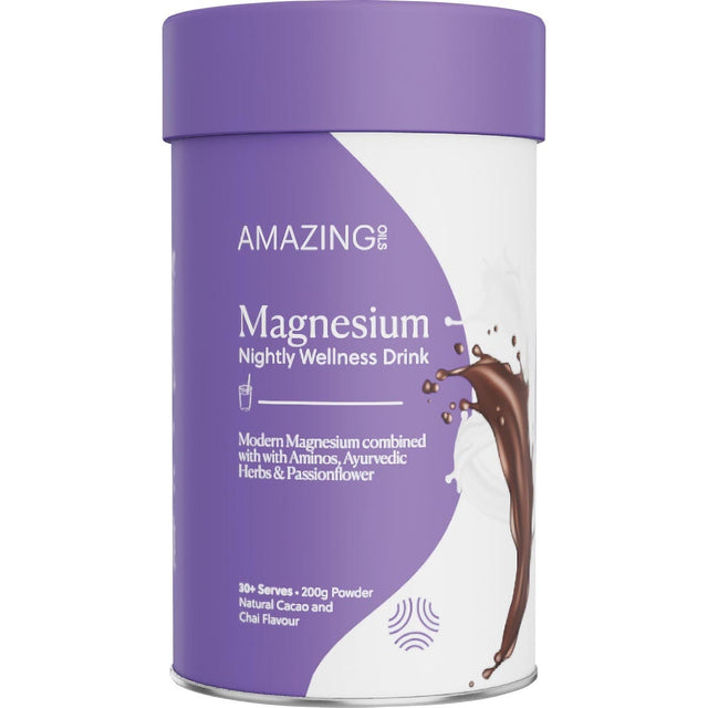 Amazing Oils Magnesium Wellness Drink Nightly Cacao & Chai 200g - Dr Earth - Magnesium & Salts