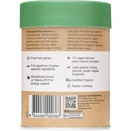 Amazonia Raw Nutrients Greens Mint & Vanilla Flavour 120g - Dr Earth - Greens