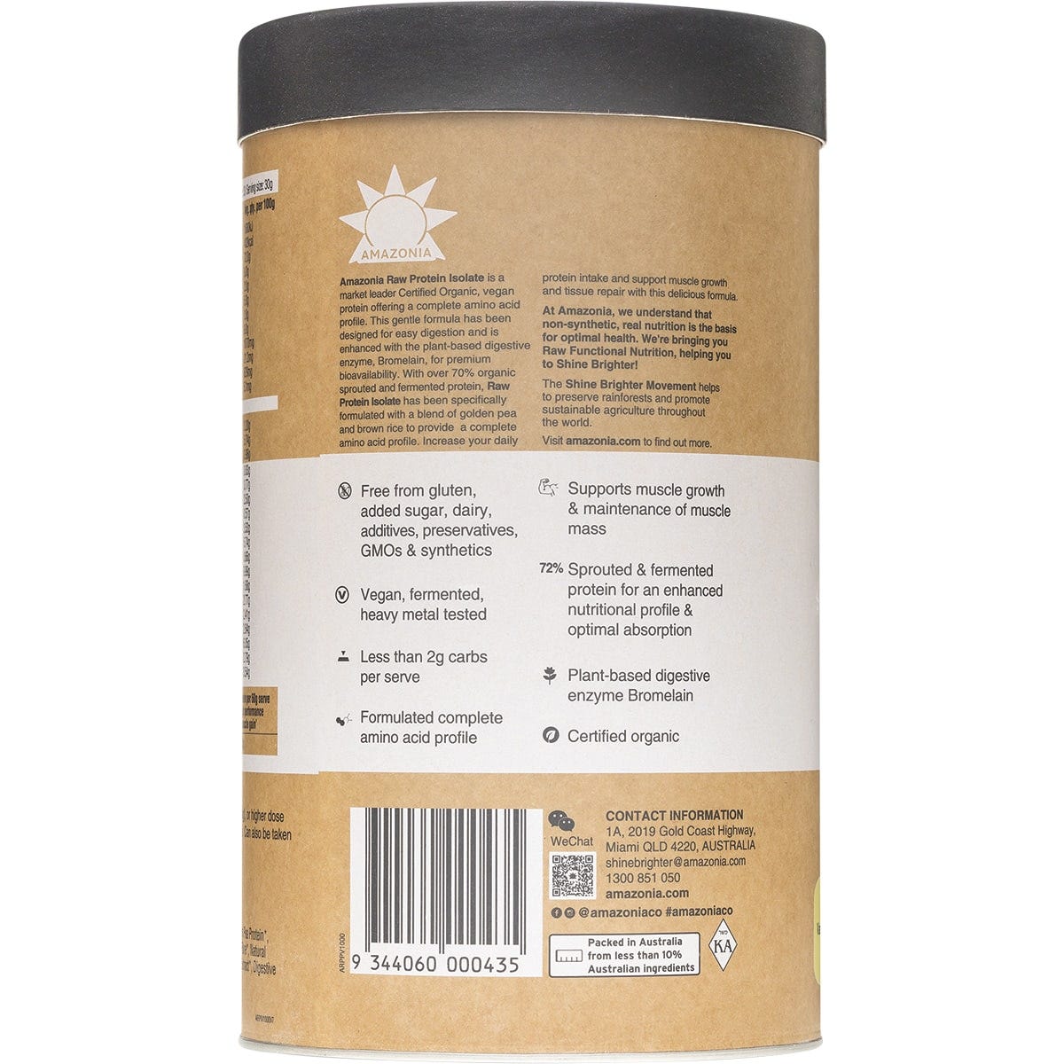 Amazonia Raw Protein Isolate Vanilla 1kg - Dr Earth - Nutrition