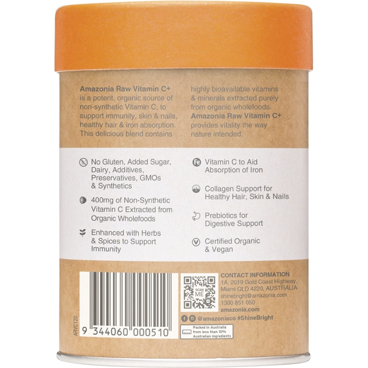 Amazonia Raw Wholefood Extracts Vitamin C+ Passionfruit Flavour 120g - Dr Earth - Supplements, Hair Skin & Nails