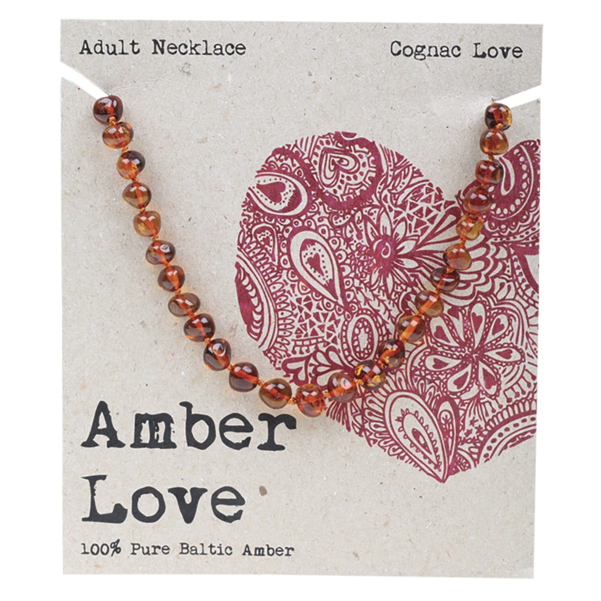 Amber Love Adult's Necklace 100% Baltic Amber Cognac 46cm - Dr Earth - Sleep & Relax