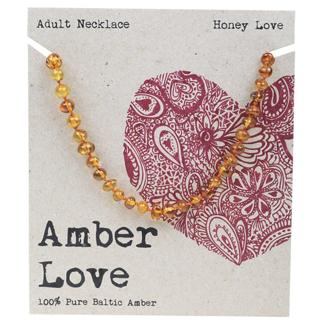 Amber Love Adult's Necklace 100% Baltic Amber Honey 46cm - Dr Earth - Sleep & Relax