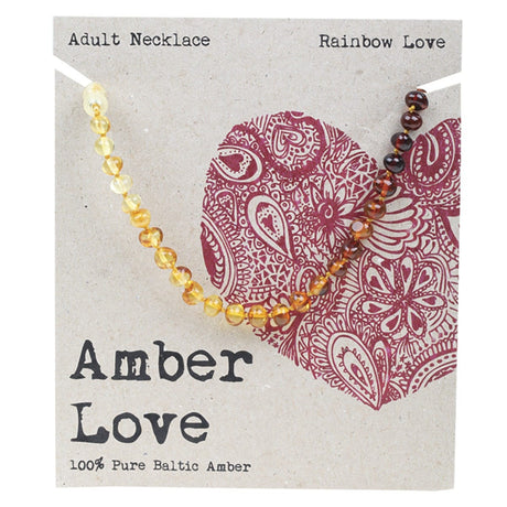 Amber Love Adult's Necklace 100% Baltic Amber Rainbow 46cm - Dr Earth - Sleep & Relax