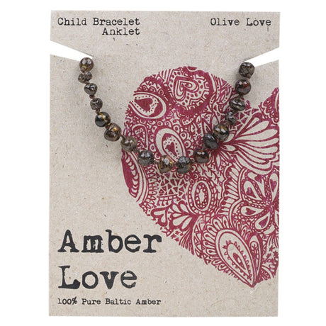 Amber Love Children's Bracelet/Anklet 100% Baltic Amber Olive 14cm - Dr Earth - Baby & Kids