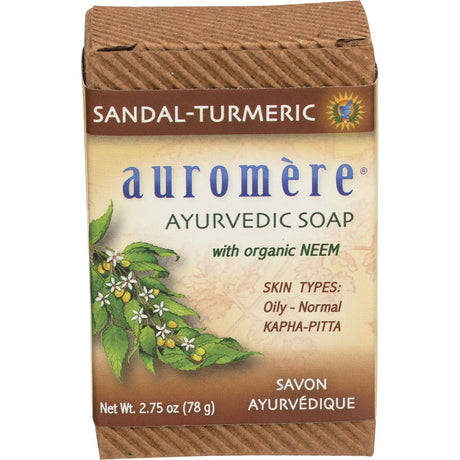 Auromere Neem Soap Ayurvedic Sandal Turmeric 78g - Dr Earth - Bath & Body