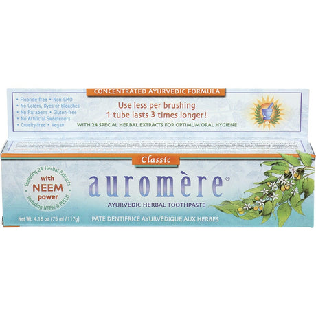 Auromere Toothpaste Ayurvedic Classic Licorice Fluoride Free 117g - Dr Earth - Oral Care