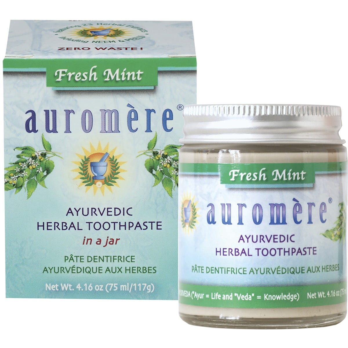 Auromere Toothpaste Ayurvedic Fresh Mint Toothpaste in a Jar 117g - Dr Earth - Oral Care